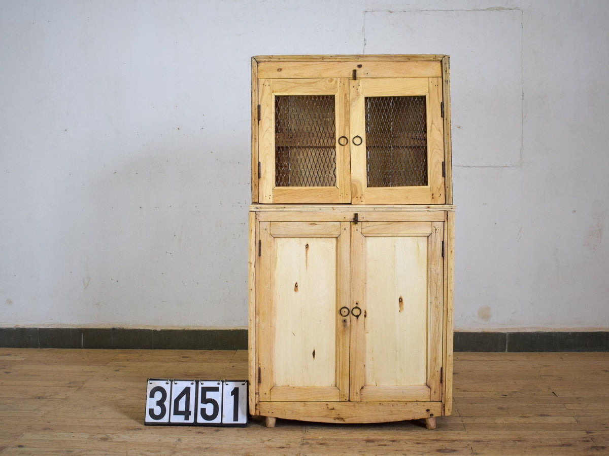Vintage Rustic Bleached Wood Cupboard Cabinet