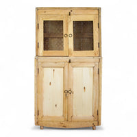 Vintage Rustic Bleached Wood Cupboard Cabinet
