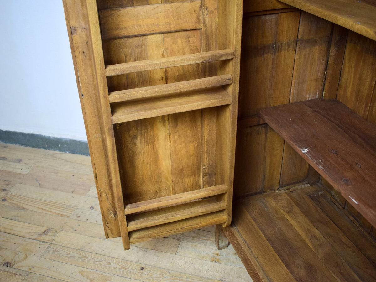 Vintage Large Wooden Rustic Cupboard Cabinet With Fitted Interior