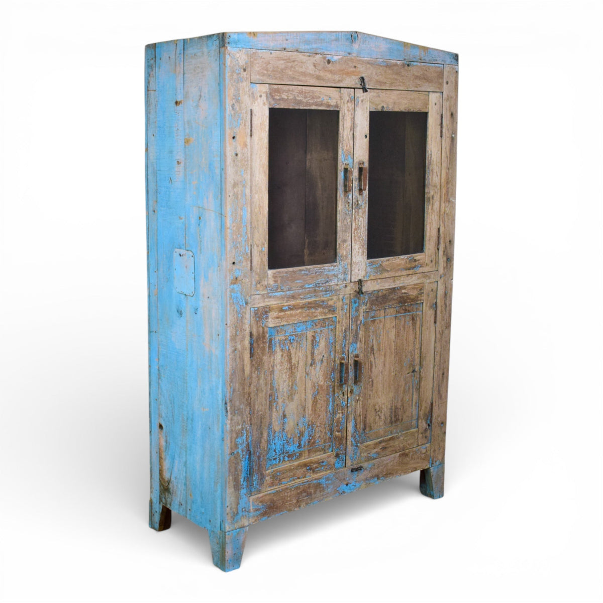 Vintage Worn Painted Rustic Cupboard Cabinet