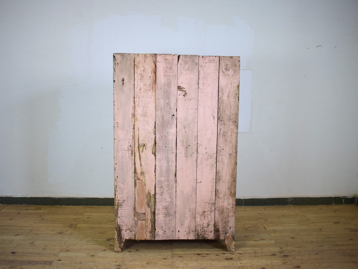 Vintage Worn Painted Rustic Cupboard Cabinet
