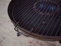 Hand Made Reclaimed Metal Kadai Fire Bowl Pit with Stand & Grill - 60cm