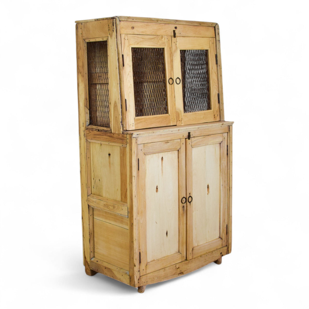 Vintage Rustic Bleached Wood Cupboard Cabinet