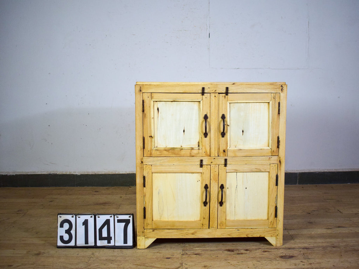 Vintage Rustic Bleached Wood Cupboard Cabinet Storage