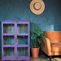 Vintage Worn Painted Rustic Cupboard Cabinet