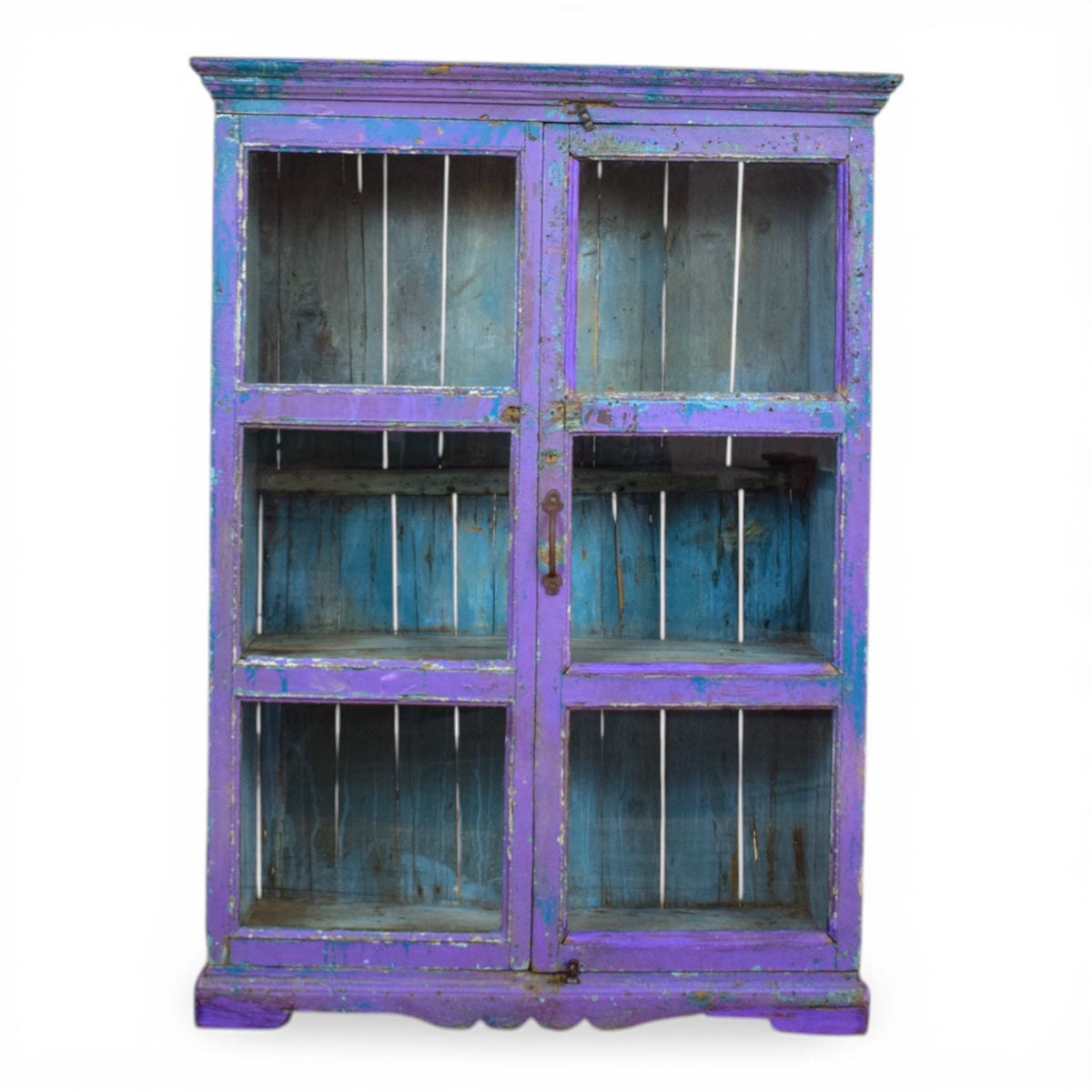 Vintage Worn Painted Rustic Cupboard Cabinet