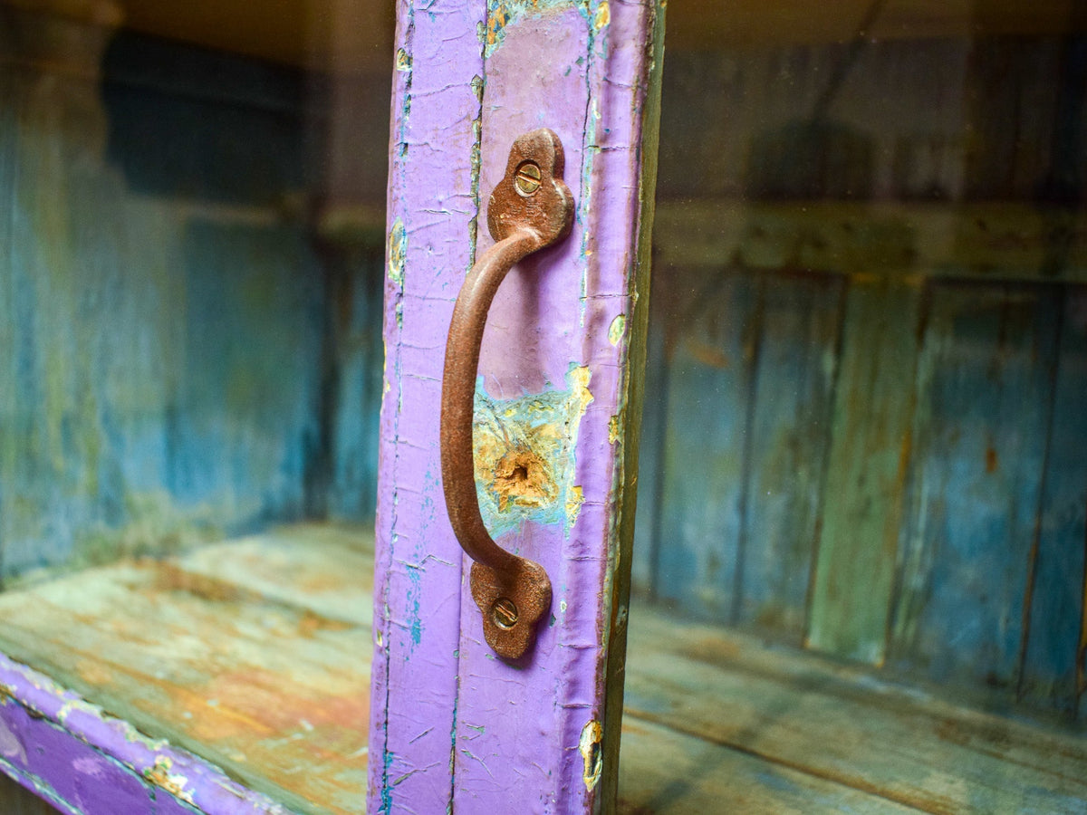 Vintage Worn Painted Rustic Cupboard Cabinet