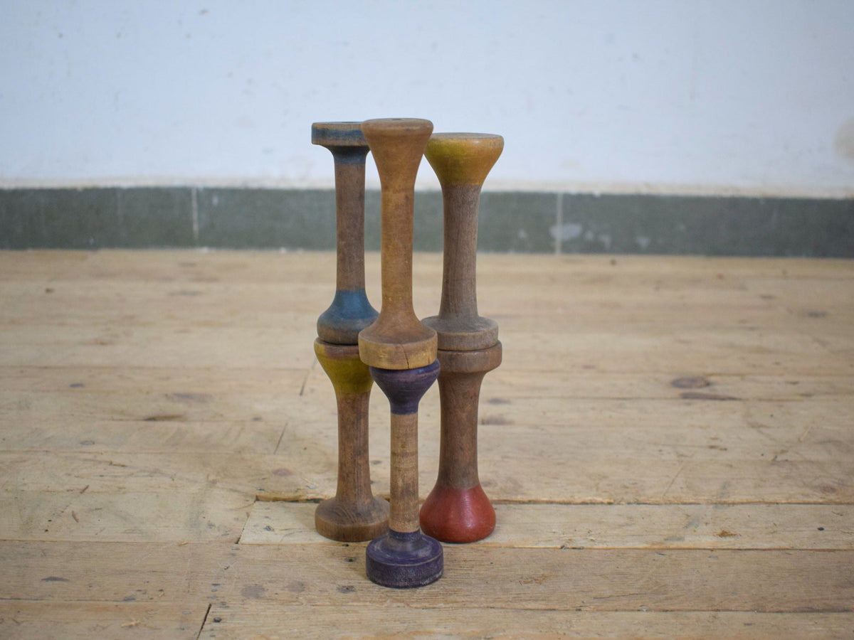 Set of 10 Mixed Vintage Wooden Bobbins Bobbin Reels