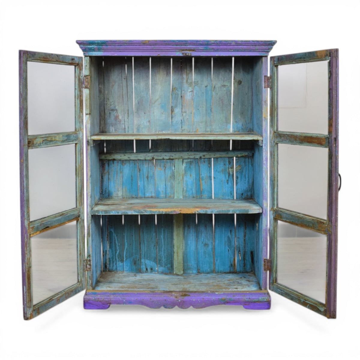 Vintage Worn Painted Rustic Cupboard Cabinet