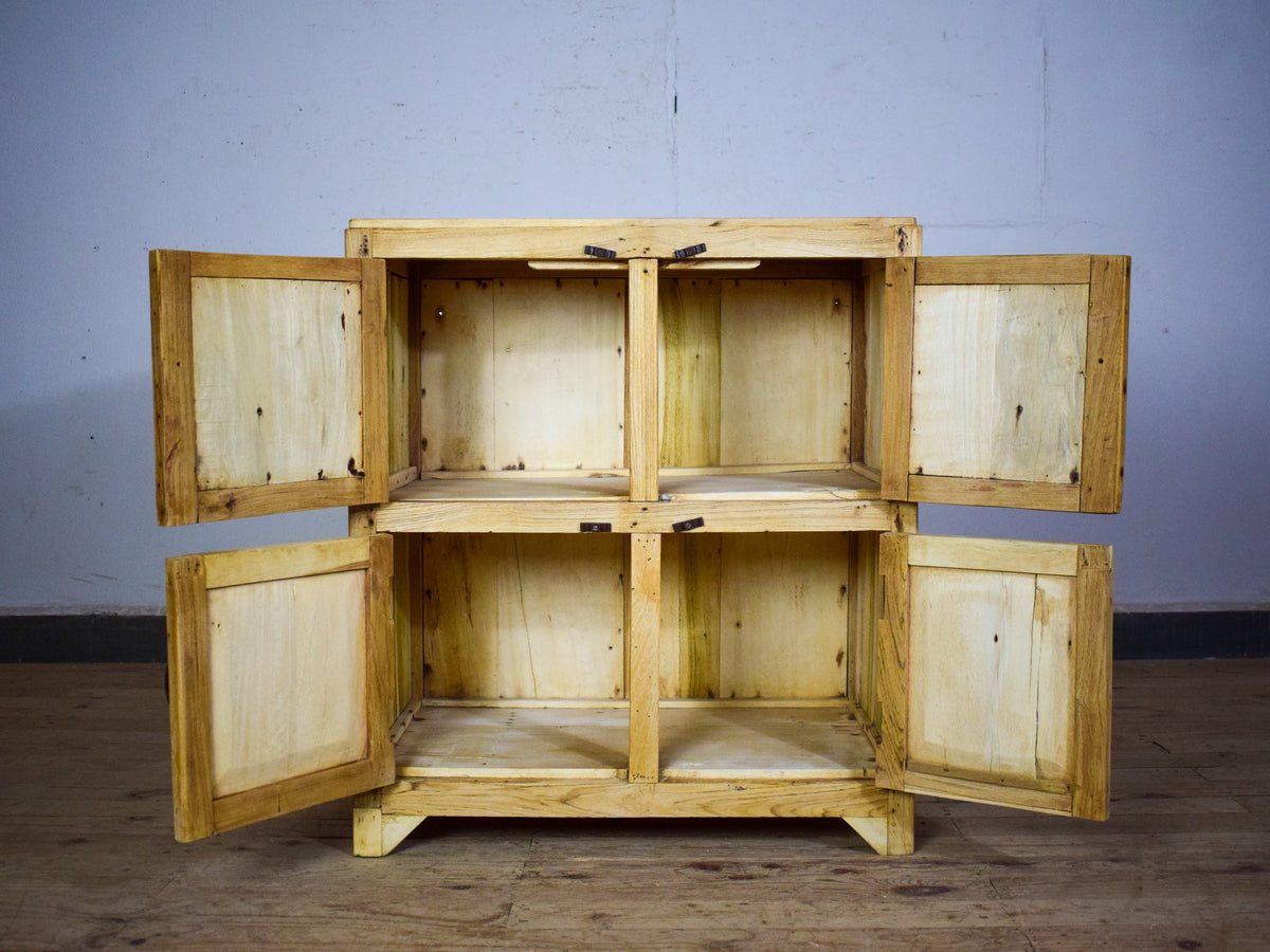 Vintage Rustic Bleached Wood Cupboard Cabinet Storage