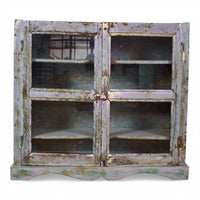 Vintage Worn Painted Rustic Cupboard Cabinet