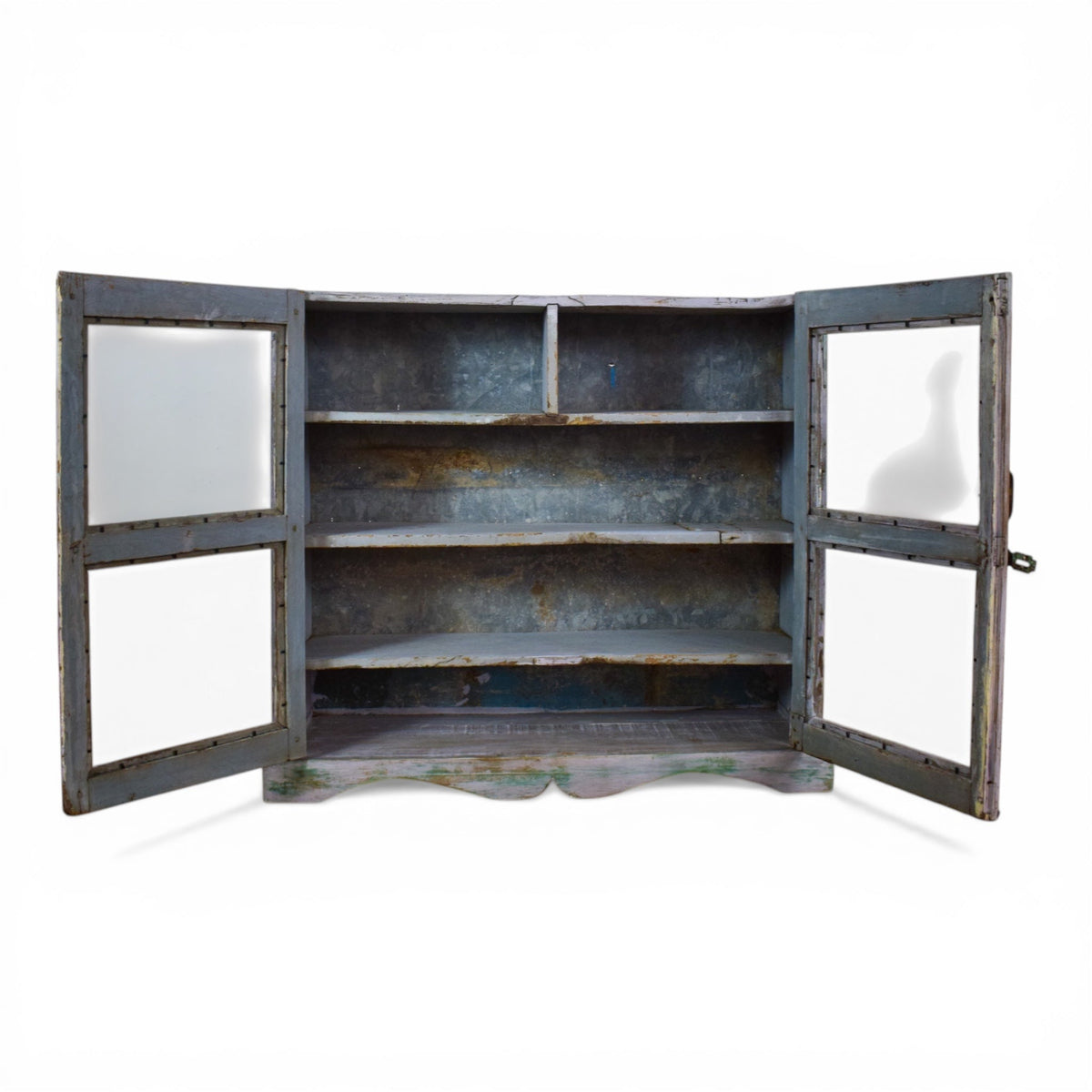 Vintage Worn Painted Rustic Cupboard Cabinet