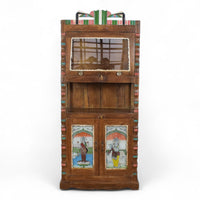 Vintage Indian Cupboard Cabinet With Reverse Glass Paintings