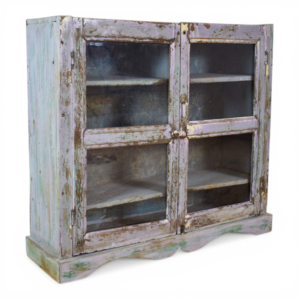 Vintage Worn Painted Rustic Cupboard Cabinet