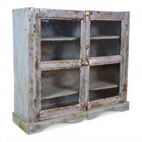 Vintage Worn Painted Rustic Cupboard Cabinet