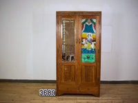 Vintage Rustic Indian Cupboard Cabinet With Glass Painting and Mirror