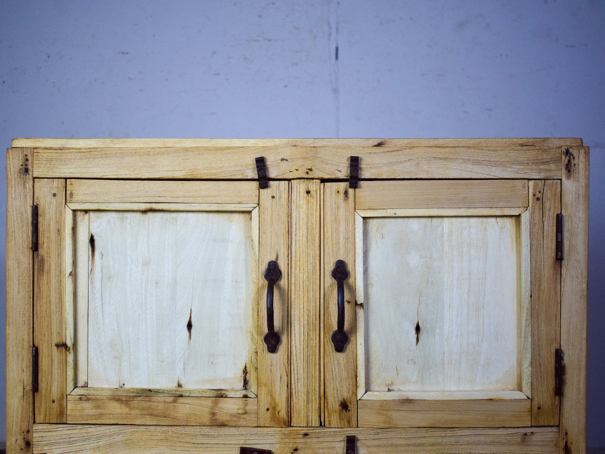 Vintage Rustic Bleached Wood Cupboard Cabinet Storage