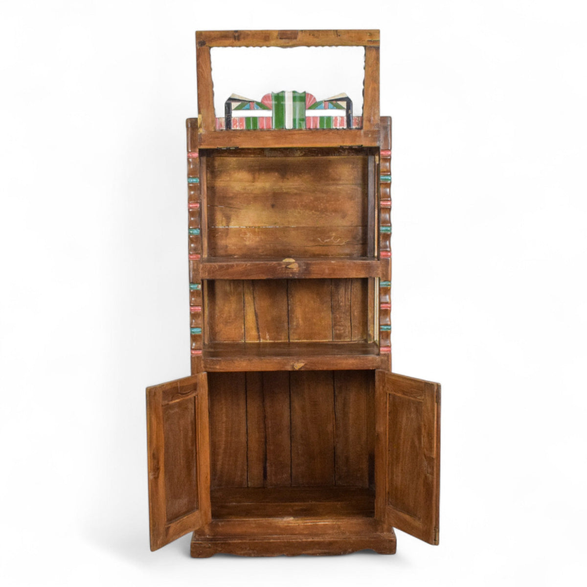 Vintage Indian Cupboard Cabinet With Reverse Glass Paintings