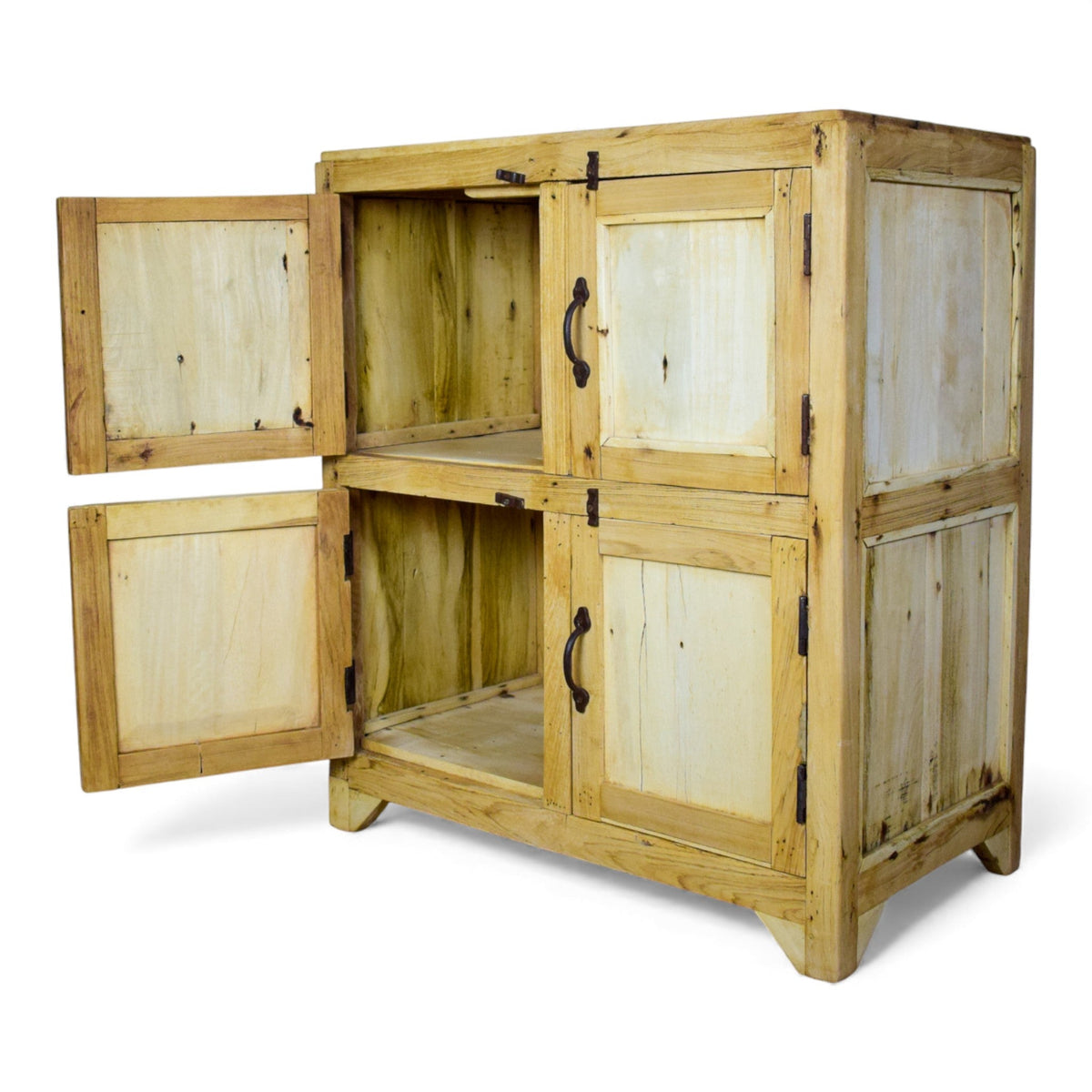 Vintage Rustic Bleached Wood Cupboard Cabinet Storage