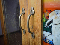 Vintage Rustic Indian Cupboard Cabinet With Glass Painting and Mirror