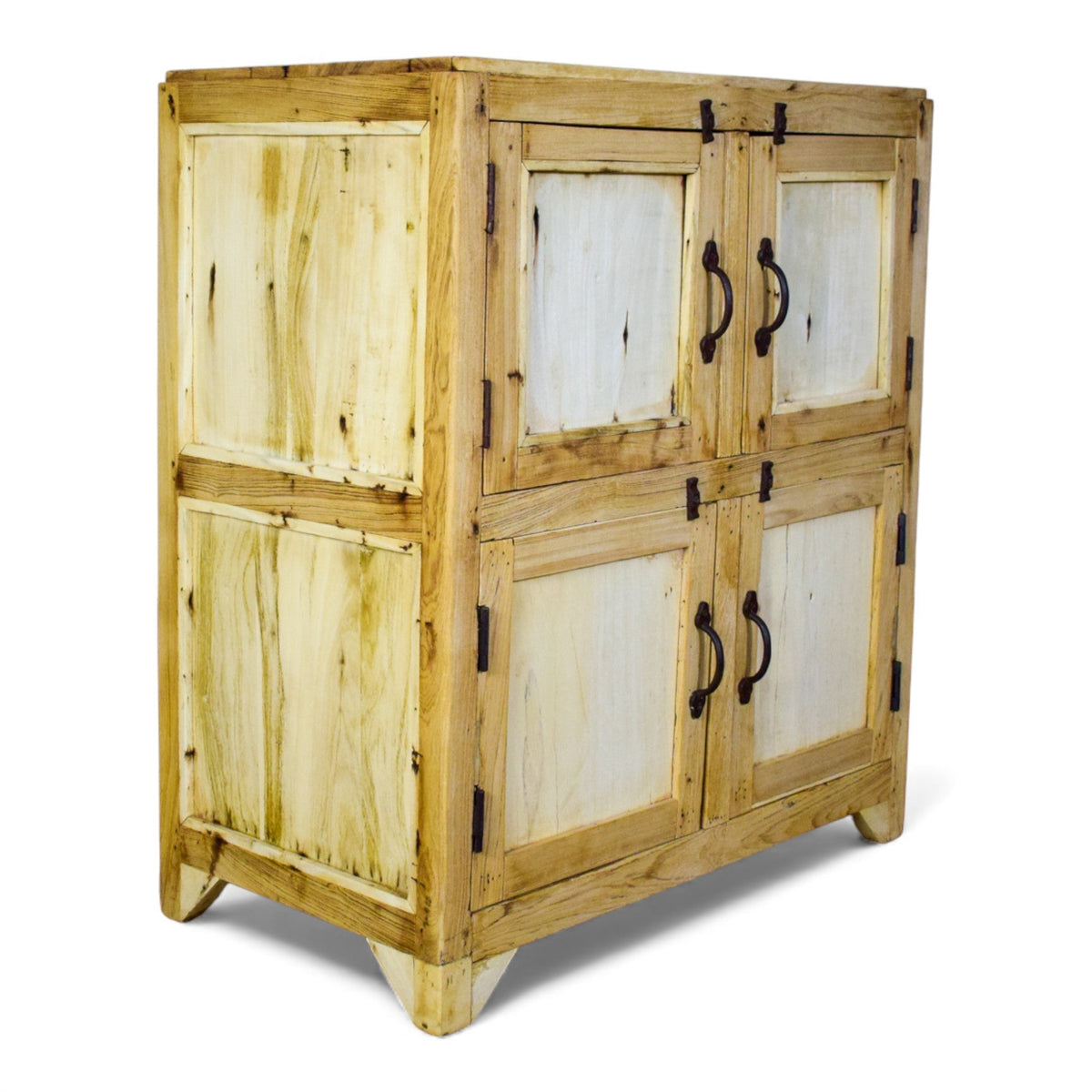 Vintage Rustic Bleached Wood Cupboard Cabinet Storage