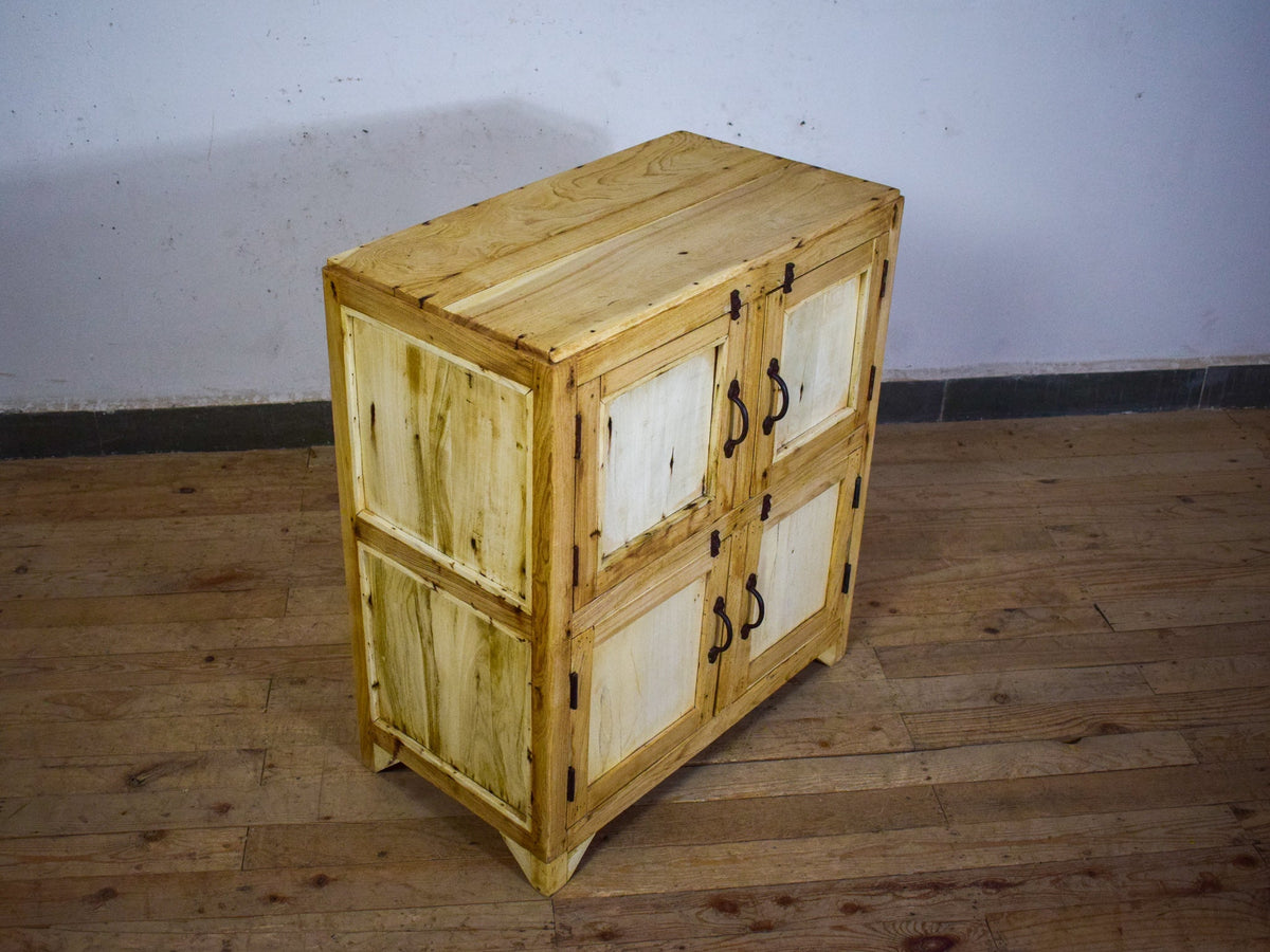 Vintage Rustic Bleached Wood Cupboard Cabinet Storage