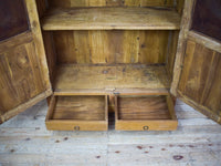 Vintage Rustic Indian Cupboard Cabinet With Glass Painting and Mirror