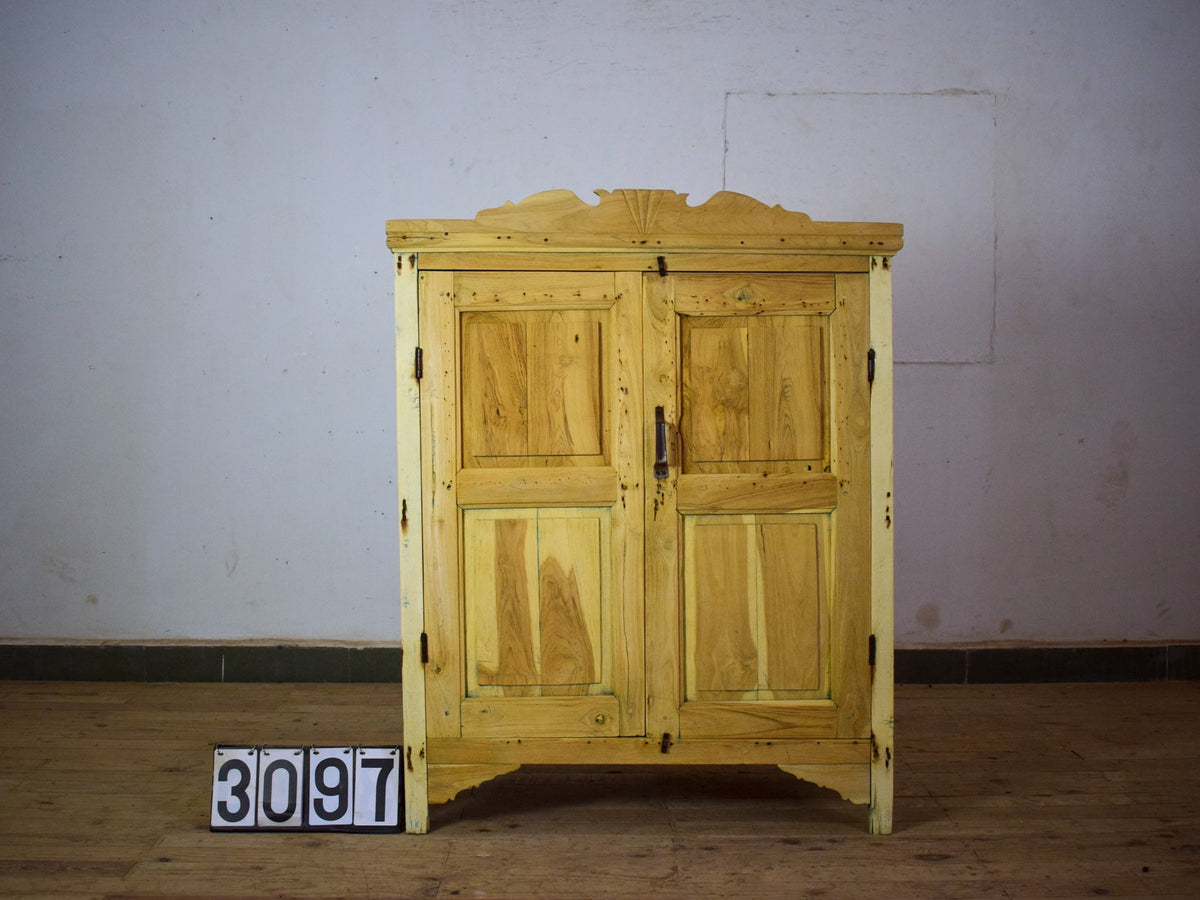 Vintage Rustic Bleached Wood Cupboard Cabinet Storage