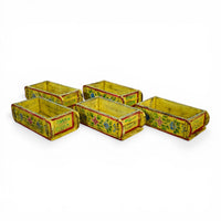 Vintage Indian Hand Painted Wooden Brick Mould Box