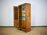 Vintage Rustic Indian Cupboard Cabinet With Glass Painting and Mirror