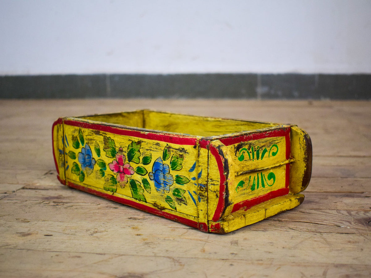 Vintage Indian Hand Painted Wooden Brick Mould Box