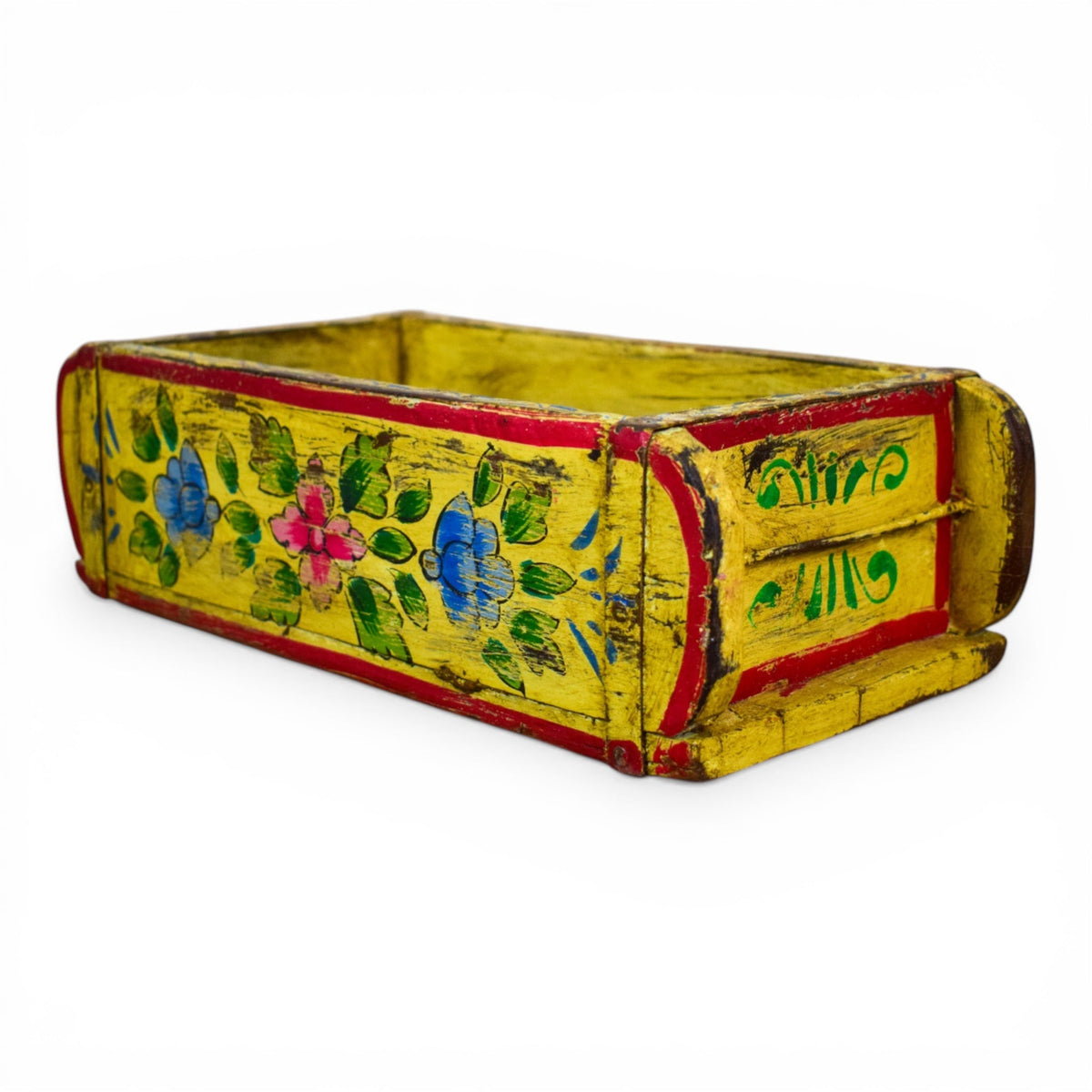 Vintage Indian Hand Painted Wooden Brick Mould Box