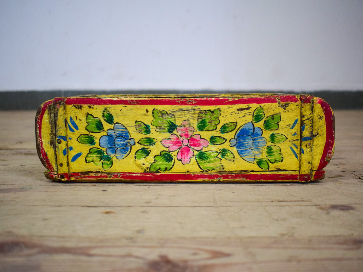 Vintage Indian Hand Painted Wooden Brick Mould Box