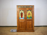 Vintage Indian Wooden Cupboard Cabinet with Reverse Glass Paintings