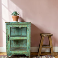 Vintage Worn Painted Rustic Cupboard Cabinet