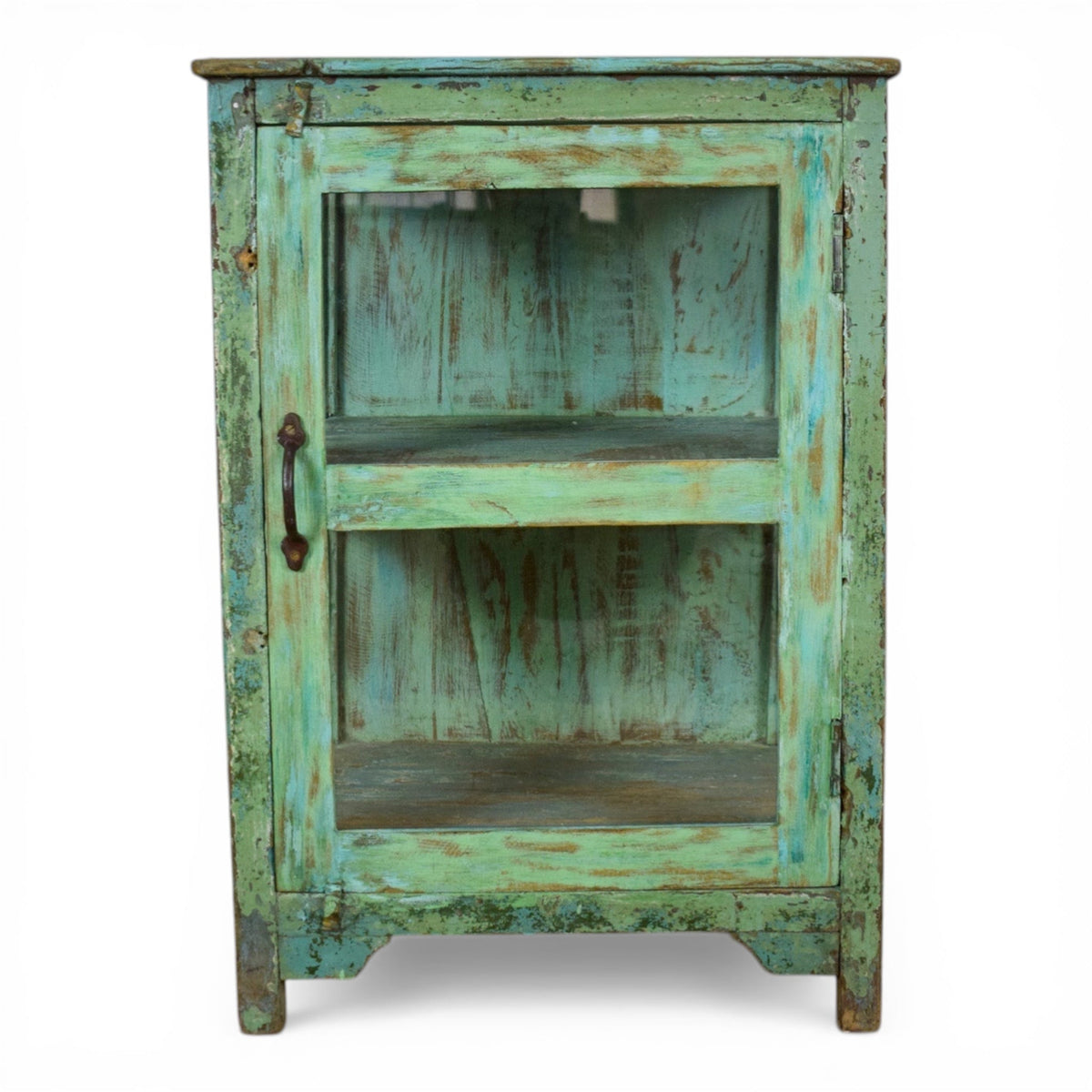 Vintage Worn Painted Rustic Cupboard Cabinet
