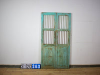 Pair of Antique Vintage Green Indian Doors Shutters