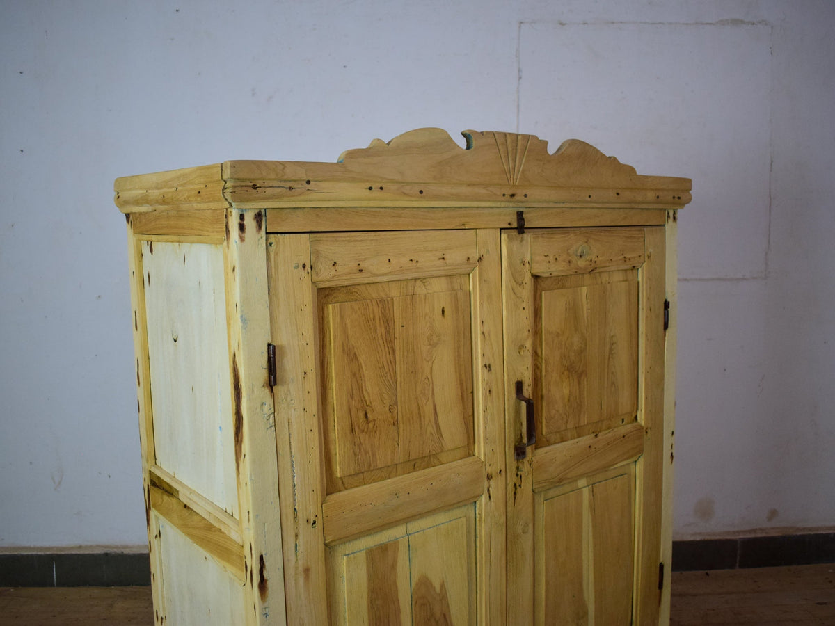 Vintage Rustic Bleached Wood Cupboard Cabinet Storage