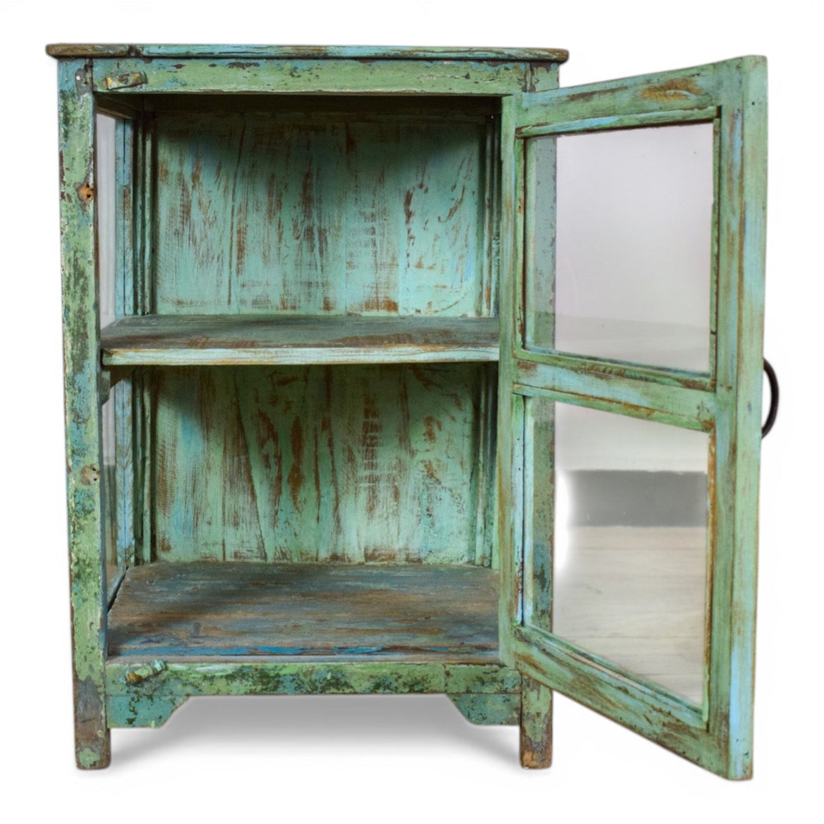 Vintage Worn Painted Rustic Cupboard Cabinet