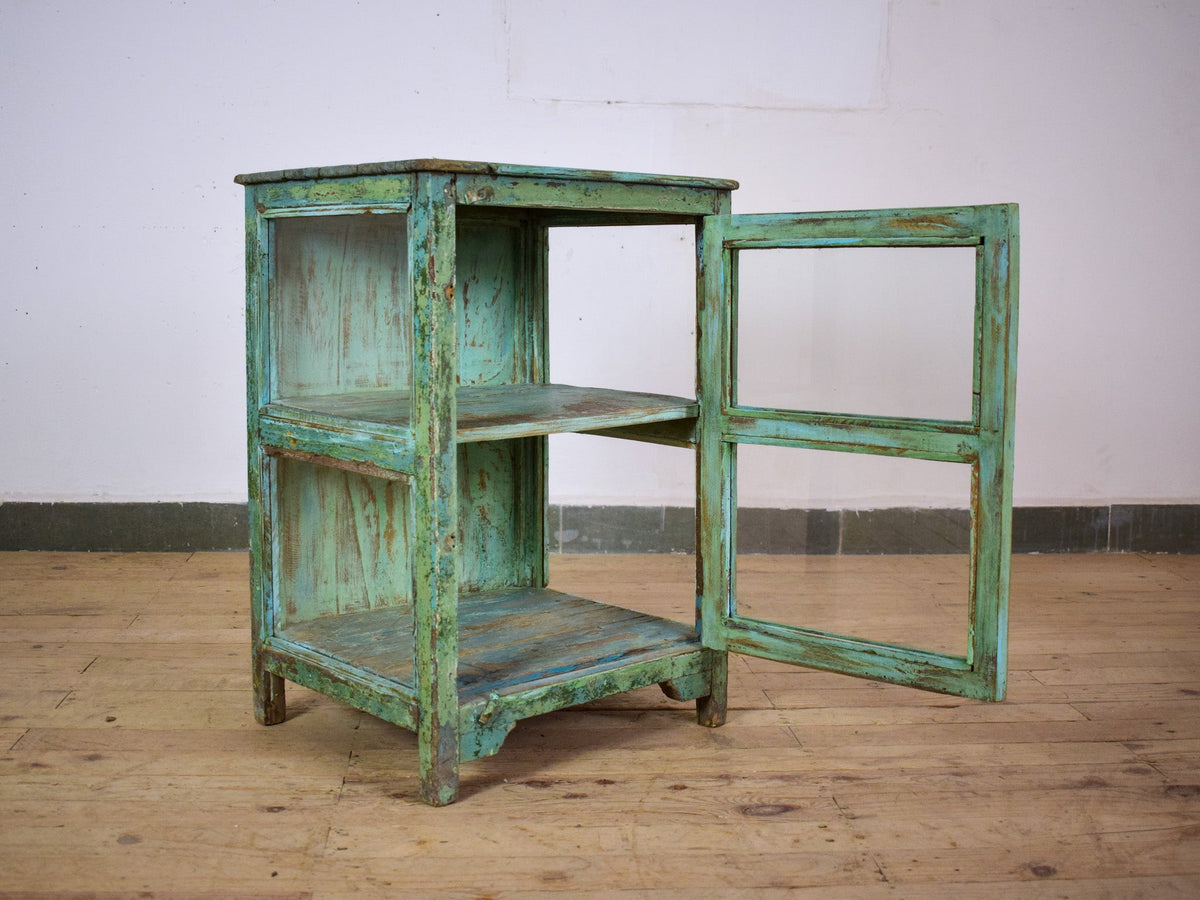 Vintage Worn Painted Rustic Cupboard Cabinet