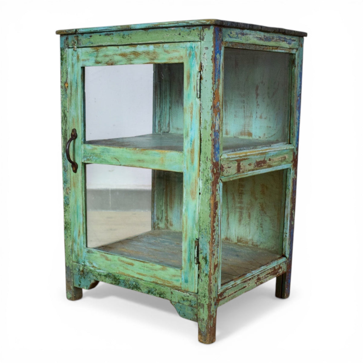 Vintage Worn Painted Rustic Cupboard Cabinet