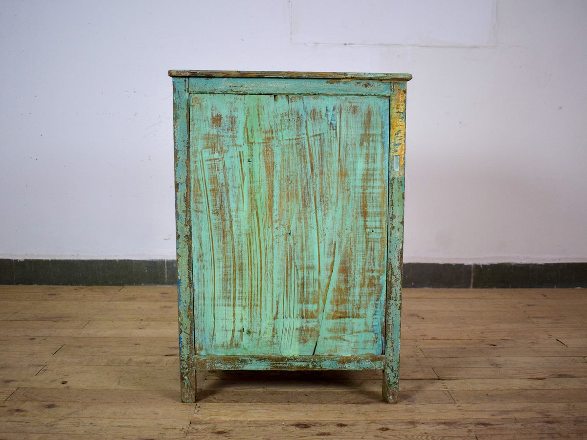 Vintage Worn Painted Rustic Cupboard Cabinet
