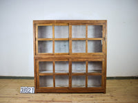 Large Vintage Wooden Sliding Door Cupboard Dresser Display Cabinet Bookcase