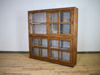 Large Vintage Wooden Sliding Door Cupboard Dresser Display Cabinet Bookcase