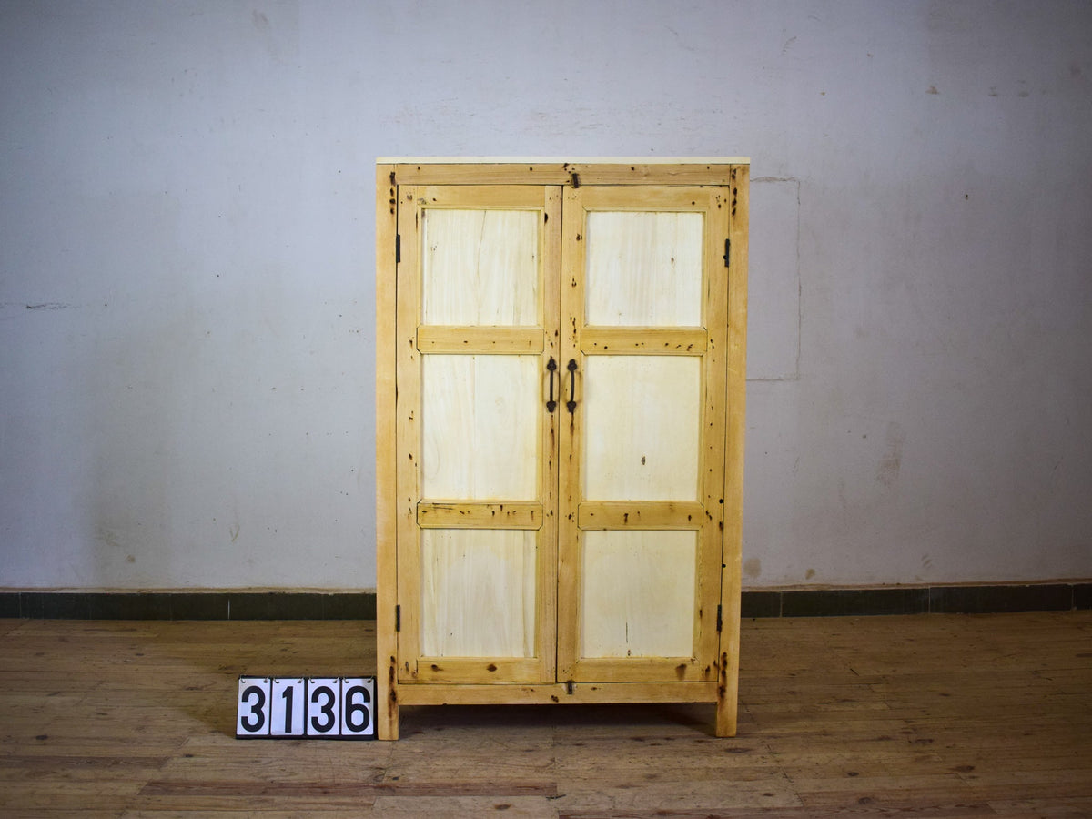 Vintage Rustic Bleached Wood Cupboard Cabinet Storage