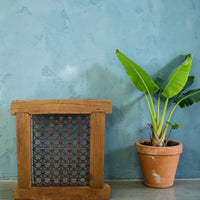 Vintage Wooden Iron Metal Indian Jali Window Frame