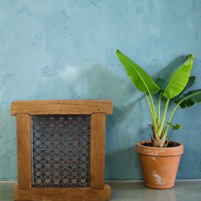 Vintage Wooden Iron Metal Indian Jali Window Frame