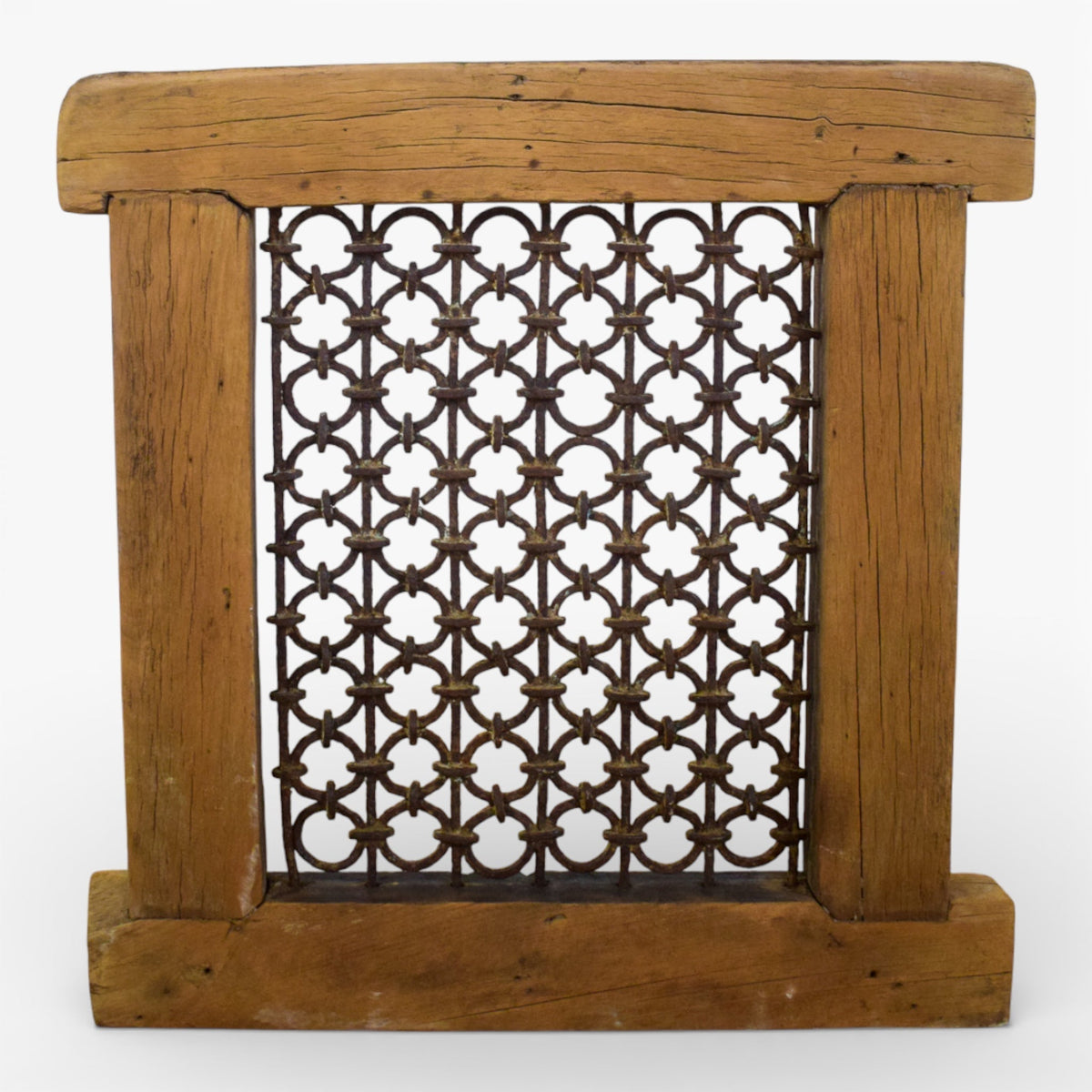 Vintage Wooden Iron Metal Indian Jali Window Frame