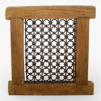 Vintage Wooden Iron Metal Indian Jali Window Frame