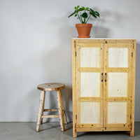 Vintage Rustic Bleached Wood Cupboard Cabinet Storage
